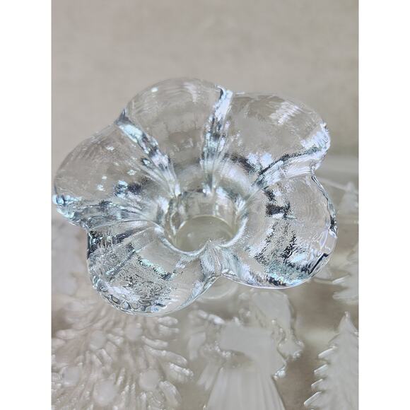 Mikasa Pedestal Footed Bon Candy Cookie Dish Clear Frosted Christmas 9 1/2" x 4" - Picture 12 of 14
